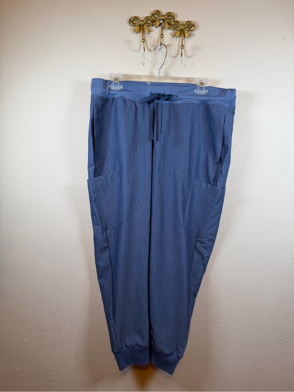 Mandala’s Blue Drawstring Jogger Pants with Side Pockets. Size PL